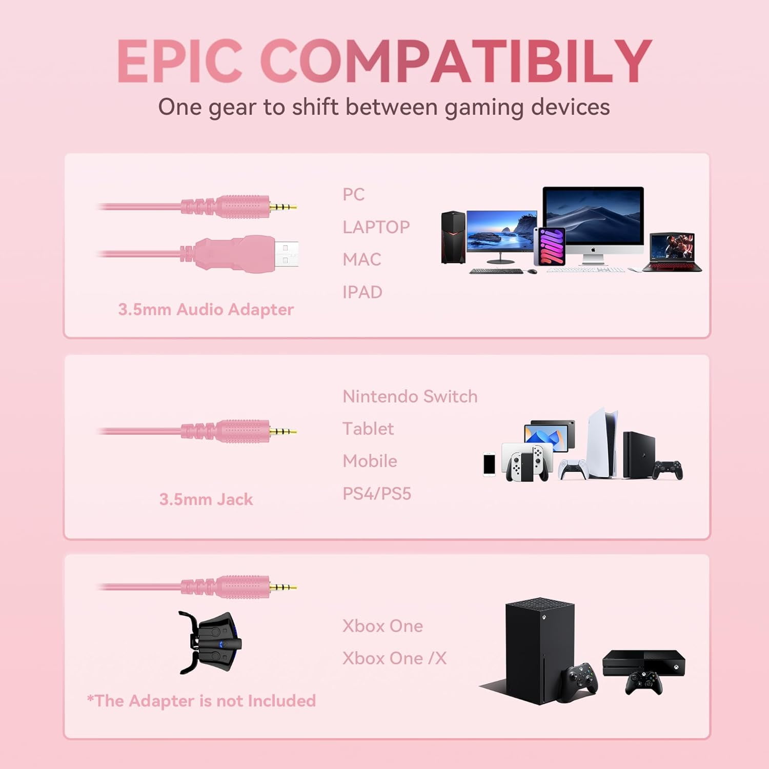 Wantek V10 Cat Ear Style Gaming Headset with comfortable fit and vibrant RGB lighting, Hi-Fi Sound - Blue