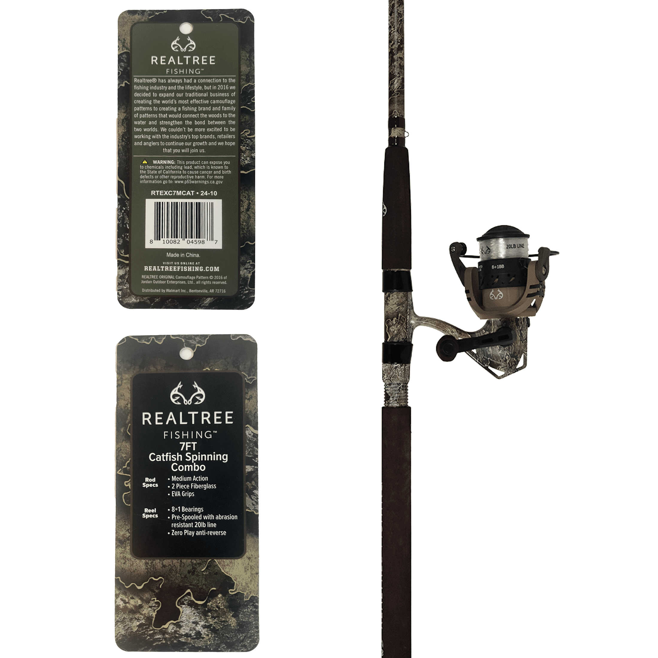 Realtree Escape Catfish 7 ft Medium Heavy Spinning Combo with 5000 Reel and EVA Grips