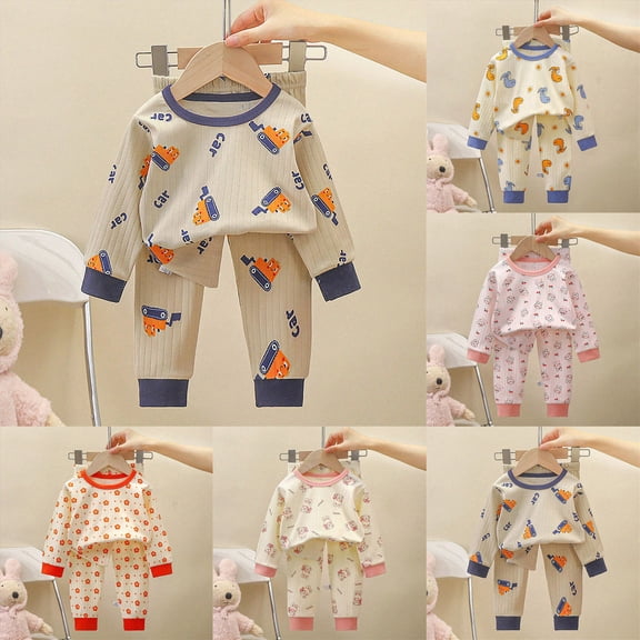 4-5 Years Child Girls Sweatshirts Print Cotton Pullover and Elasticized Pants 2 Pieces Outfits Sets for 0 6 12 18 24 M 1t 2t 3t 4t 5t Pajamas & Dailywear