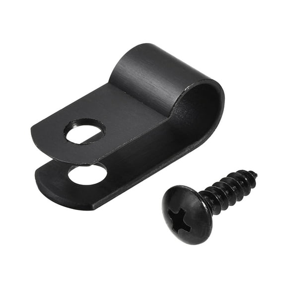 Unique Bargains 8.4mm Nylon R Type Cable Clip Wire Clamp with Screws Black 100 Pieces