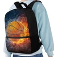 thumbnail image 4 of KUIFORTI Backpack Kids School Bags Casual Lightweight Daypack with Adjustable Straps Zippered Rucksack Elementary School Students Book Organizer, Burning Basketball, 4 of 6