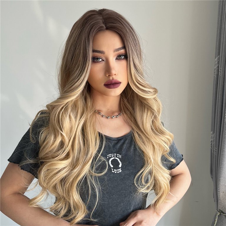 RightOn Long Ombre Blonde Wigs for Women Light Brown to  display picture 3