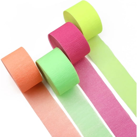 ORDDIART 8Pcs Vibrant Fluorescent Crepe Paper Streamers Rolls Assorted Colors for Wedding Birthday Party Decorations