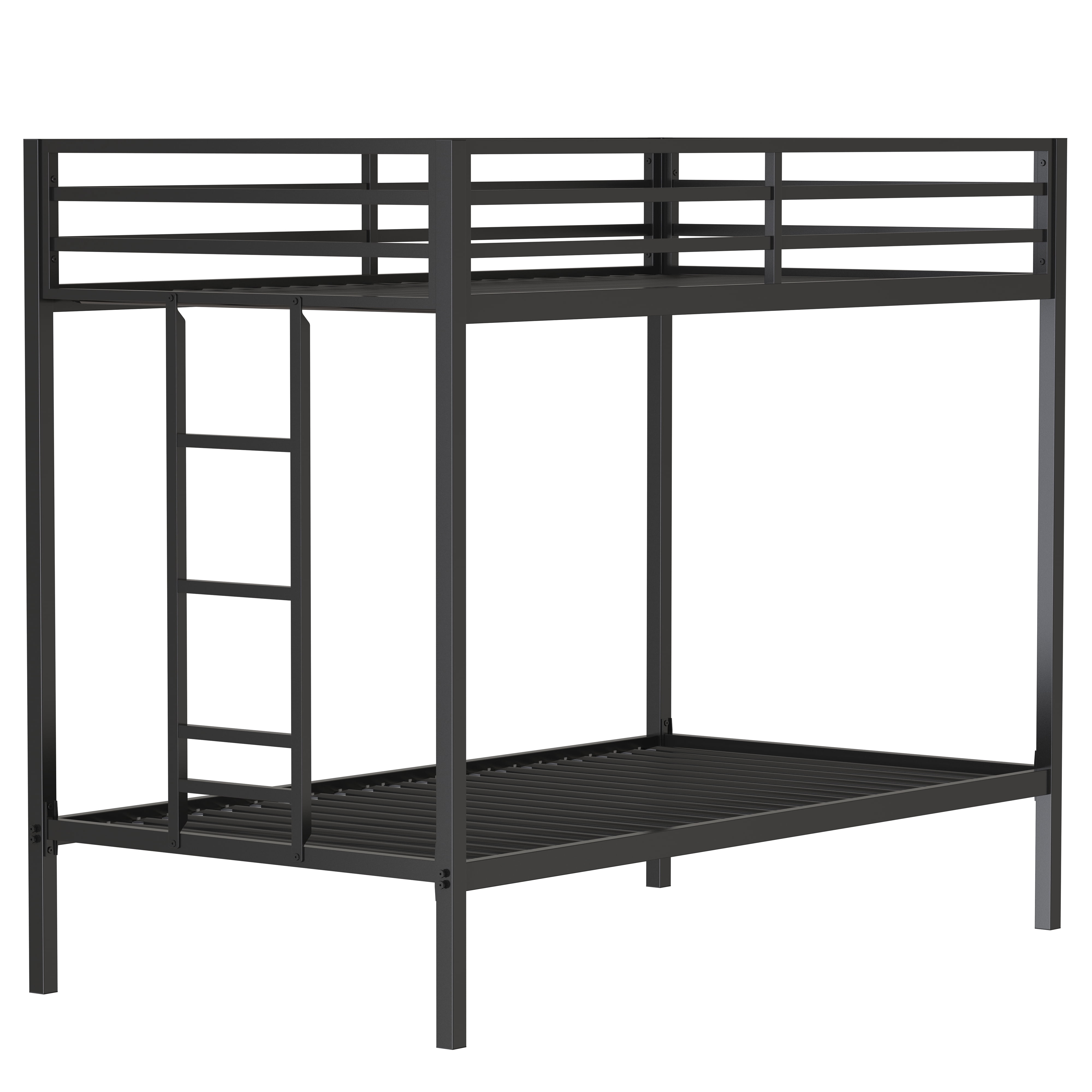 Twin Bunk Bed, Twin Over Twin Bunk Bed - Heavy-Duty Metal Frame with Full-Length Guardrails and Built-in Ladder, Low Noise Design, Easy Assembly, Space Saving for Bedroom, Black