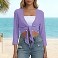 thumbnail image 3 of LIaqionyy Cardigan for Women Summer Lightweight Beach Cover up Dress Tie Front 3/4 Sleeve Cropped Cardigans, 3 of 7
