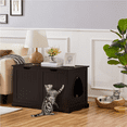 thumbnail image 2 of Renwick Wooden Cat Litter Box with Divider, Espresso, 2 of 10