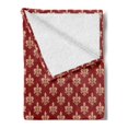 thumbnail image 2 of Fleur De Lis Soft Flannel Fleece Throw Blanket, French Royalty Coats of Arms Lily Vintage Kingdom Classic Heraldry, Cozy Plush for Indoor and Outdoor Use, 70" x 90", Peach and Vermilion, by Ambesonne, 2 of 5
