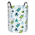 thumbnail image 2 of Daiia Cartoon Sea Creatures Round Laundry Basket with Handles Thickened Waterproof Circular hamper,Dirty Clothes Storage Basket for Bedroom,Bathroom,College Dorm-Small, 2 of 8