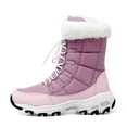 thumbnail image 4 of Puntoco Women'S Winter Boots Clearance,Winter Plus Cotton Thick Cotton Boots Thick-Soled Sponge Cake Middle Tube Snow Boots Pink, 4 of 9