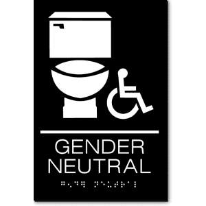 GENDER NEUTRAL Accessible Restroom Sign-Black / White (1 Unit)