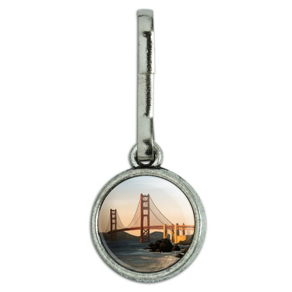 Golden Gate Bridge San Francisco Antiqued Charm Clothes Purse Suitcase Backpack Zipper Pull Aid