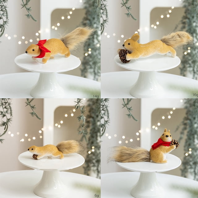 Adorno Navideño Colgante de Ardillas Realistas | 19,8 X 9,4 Cm | Espuma y Plástico | Pieza Decorativa Festiva