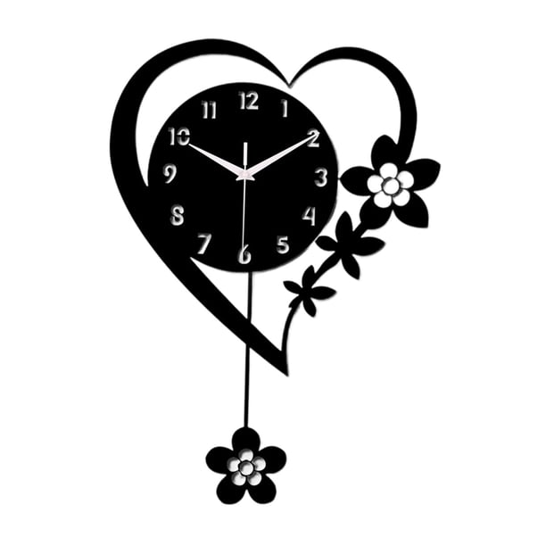 Reloj de pared decorativo, reloj colgante ligero de estilo nórdico con péndulo. Negro