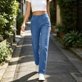 thumbnail image 2 of Atkumj Jeans for Women Trendy Solid Color Elastic High Waisted Jeans Casual Long Length Slim Straight Jeans for Women with Pockets S, 2 of 10