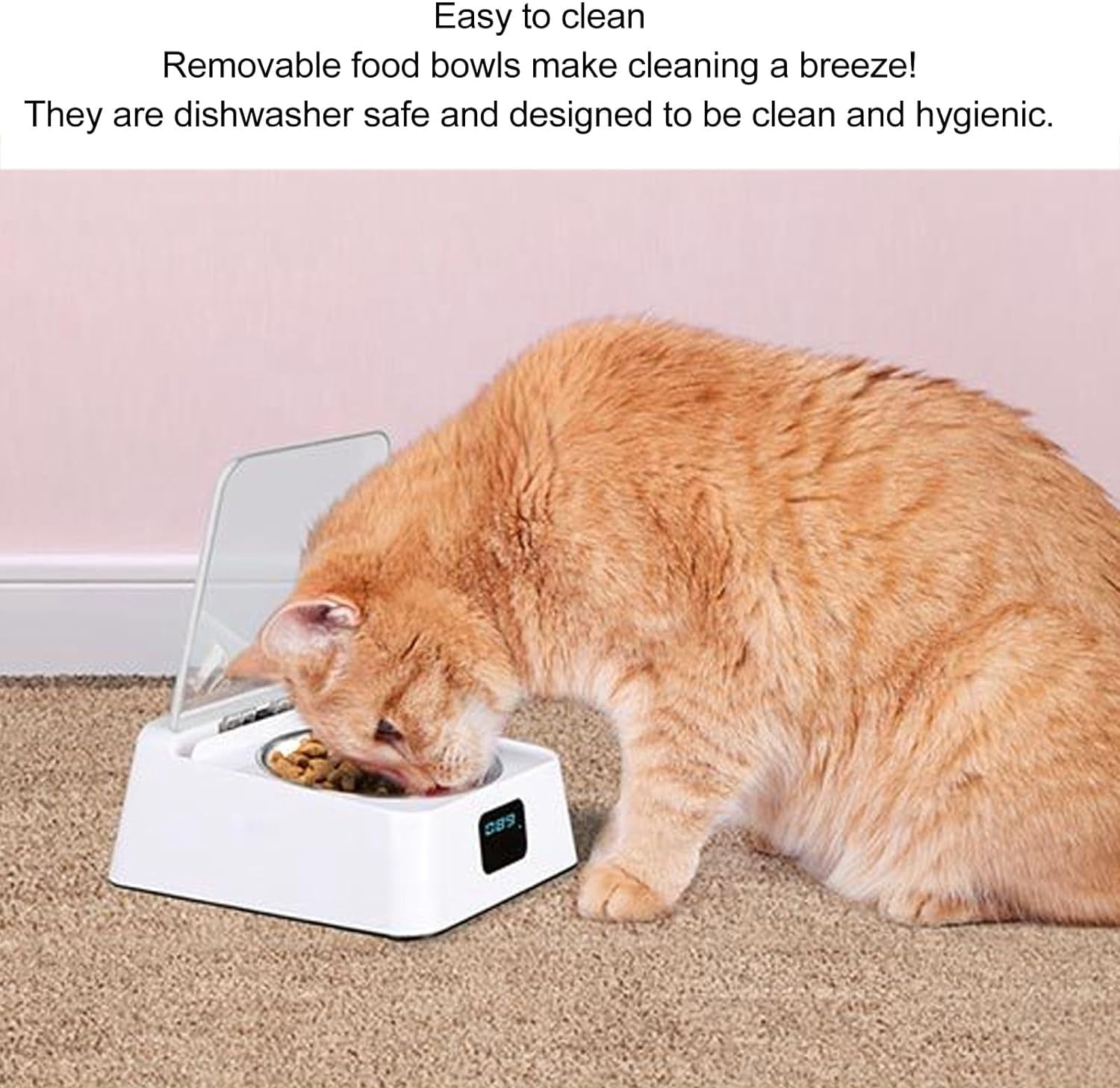 Infrared Sensor Automatic Cat Feeder with Removable Stainless Steel Bowl and Rechargeable Battery for Dogs and Cats
