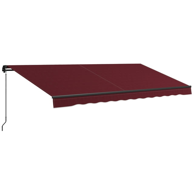 Outsunny Auvent Rétractable de Patio 15 Pieds x 10 Pieds Abri Pare-Soleil, Rouge Vin