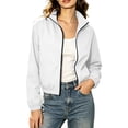 thumbnail image 2 of FDGIU Women's Stand Collar Full Zip Wind Jacket, Elastic Cuff Lightweight Casual Windproof Outer Coat with Side Hand Pockets for Running Walking Travel Daily Layering, 2 of 8