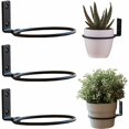 thumbnail image 1 of Soporte para maceta montado en la pared, 3 piezas de metal para maceta, anillo para maceta, plegable con tornillos para interior, jardín, pasillo, interior, vegetación (4 pulgadas, negro) JAMW Sencillez, 1 of 5