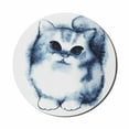 thumbnail image 1 of Navy Blue Mouse Pad for Computers, Kitty Paint with Distressed Color Features Fluffy Cat Best Companion Ever, Round Non-Slip Thick Rubber Modern Gaming Mousepad, 8" Round, Grey White, by Ambesonne, 1 of 2