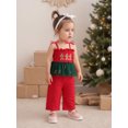 thumbnail image 5 of Toddler Baby Girl Halloween Christmas Outfit Smocked Spaghetti Strap Tank Top Wide Leg Pants Set, 5 of 9