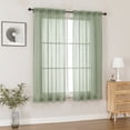 thumbnail image 2 of MKHILL Sage Green Sheer Curtains 63 inch Length 2 Panels Set, Light Filtering Voile Drapes for Living Room Bedroom, Rod Pocket Semi Sheer Window Panels, Each 42" W x 63" L, 2 of 9