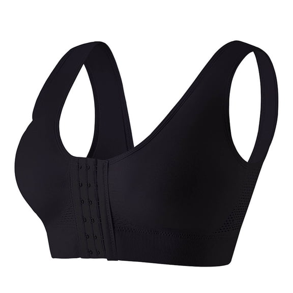 Xdegoge Front Closure Bras for Women Plus Size Mesh Side Panel Wireless Bralette Supportive Wide Straps Breathable Underwear for Daily Wear