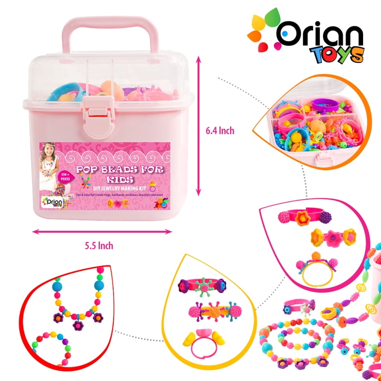 ORIAN TOYS, Girls Jewelry Making Kit, 550 Piece, Unicorn Bag