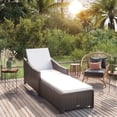 thumbnail image 1 of vidaXL Sun Lounger with Cream White Cushion Poly Rattan Black, 1 of 5