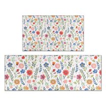Pioneer Flower Floral Print Pattern Kitchen Rugs Sets Of 2,Anti Fatigue Kitchen Mat Rugs Non Slip Washable,Decorative Kitchen Floor Mats for Kitchen,Sink,Laundry,17"x30" 17"x47"