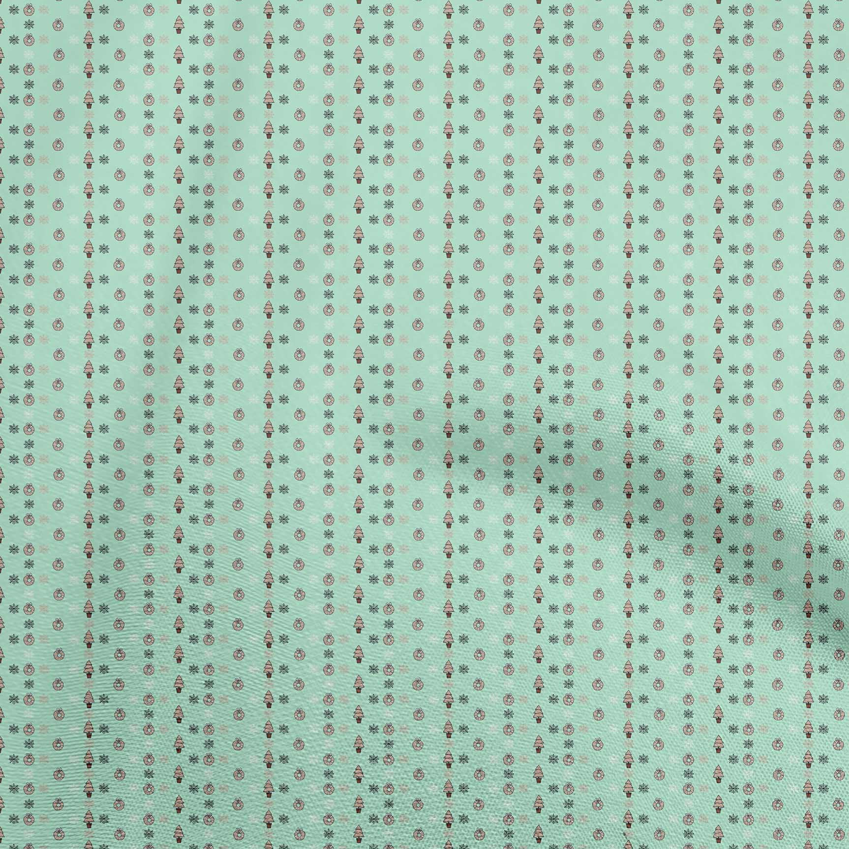 oneOone Cotton Cambric Aquamarine Green Fabric Christmas Diy Clothing Quilting Fabric Print Fabric By Yard 42 Inch Wide