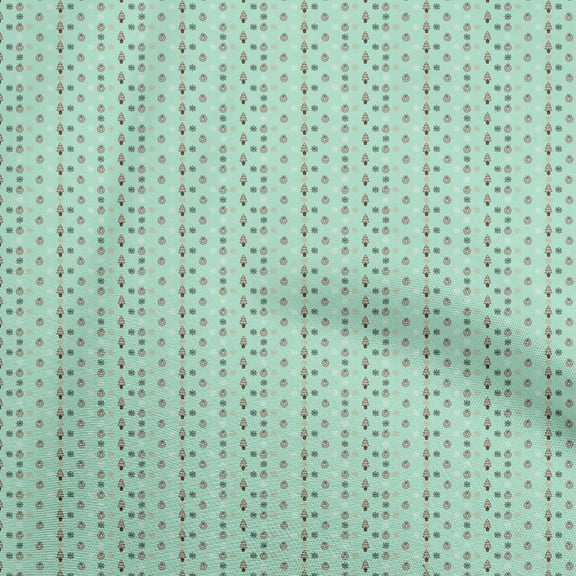 oneOone Polyester Spandex Aquamarine Green Fabric Christmas Sewing Material Print Fabric By The Yard 56 Inch Wide
