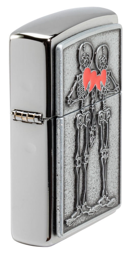 Zippo Couple Love Emblem Brushed Chrome Pocket Lighter