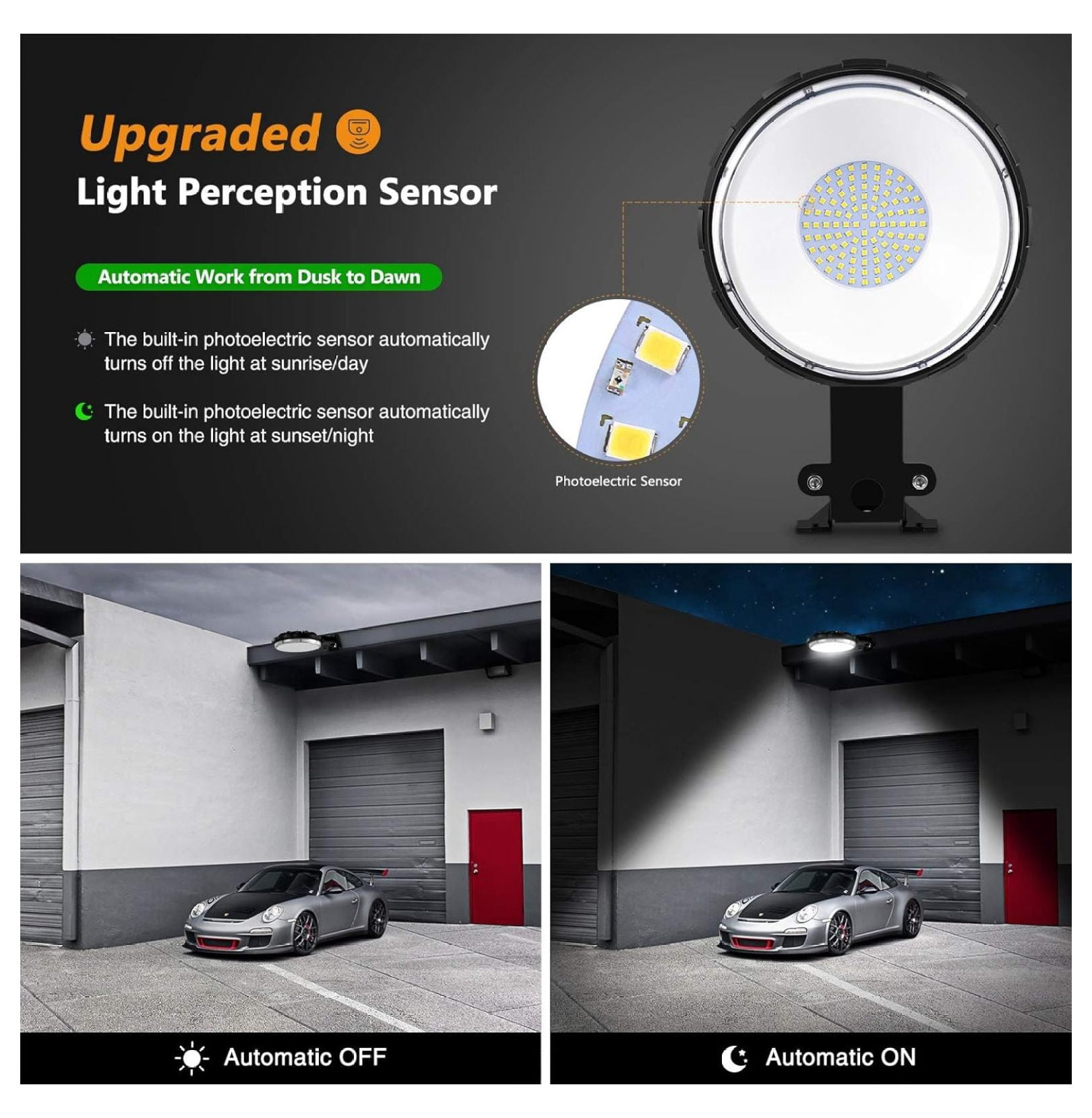 LED Barn Light, Dusk to Outdoor Lighting 100W 10000LM LED Barn Lights, 5000K Daylight Garage Light, Exterior Security Flood Lights, IP65 Waterproof Street Area Lighting for Barns Yard Street