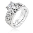 thumbnail image 1 of Genuine Rhodium Plated Triple Row Anniversary Ring with Round Cut Clear CZ in Silvertone - Size 6, 1 of 1