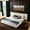 Beige, variant on AUU King Size Extra Large Platform Bed – Soft Chenille Fabric Upholstered Frame, Curved Headboard, Reinforced Electroplated Metal Legs, Flexible DIY Side Storage Space Design
