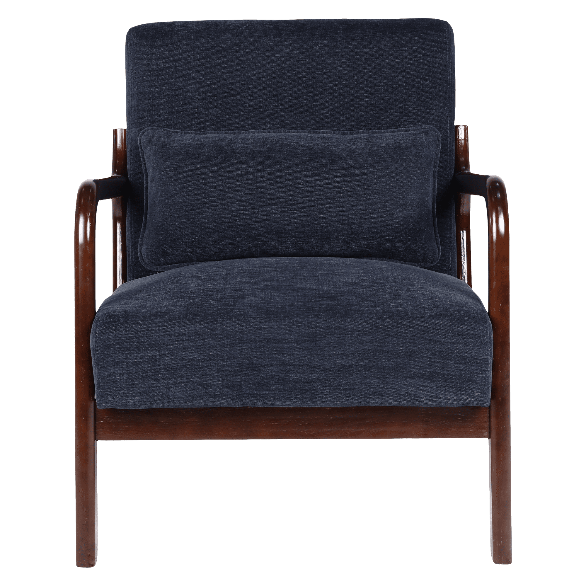 Leumius Accent Chair, Mid Century Modern Armchair with Solid Wood Frame and Detachable Lumbar Pillow for Living Room, Bedroom, Office Blue