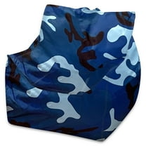 Posh Creations Structured Comfy Bean Bag Chair, Newport Chair, Nylon - Camo Blue and Light Blue