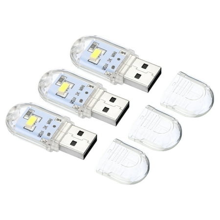 

Uxcell USB Night Light Portable Mini Plug in LED Lamp Stick 2 Beads Lights White 3 Pack