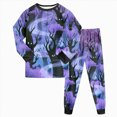 thumbnail image 6 of NOLDARES Kids Halloween Skeleton Pajamas Cotton Pumpkin Ghost Print Sleepwear Toddler Girls Boys Skull Halloween Pjs Sets(Dark Purple,7-8 Y), 6 of 9
