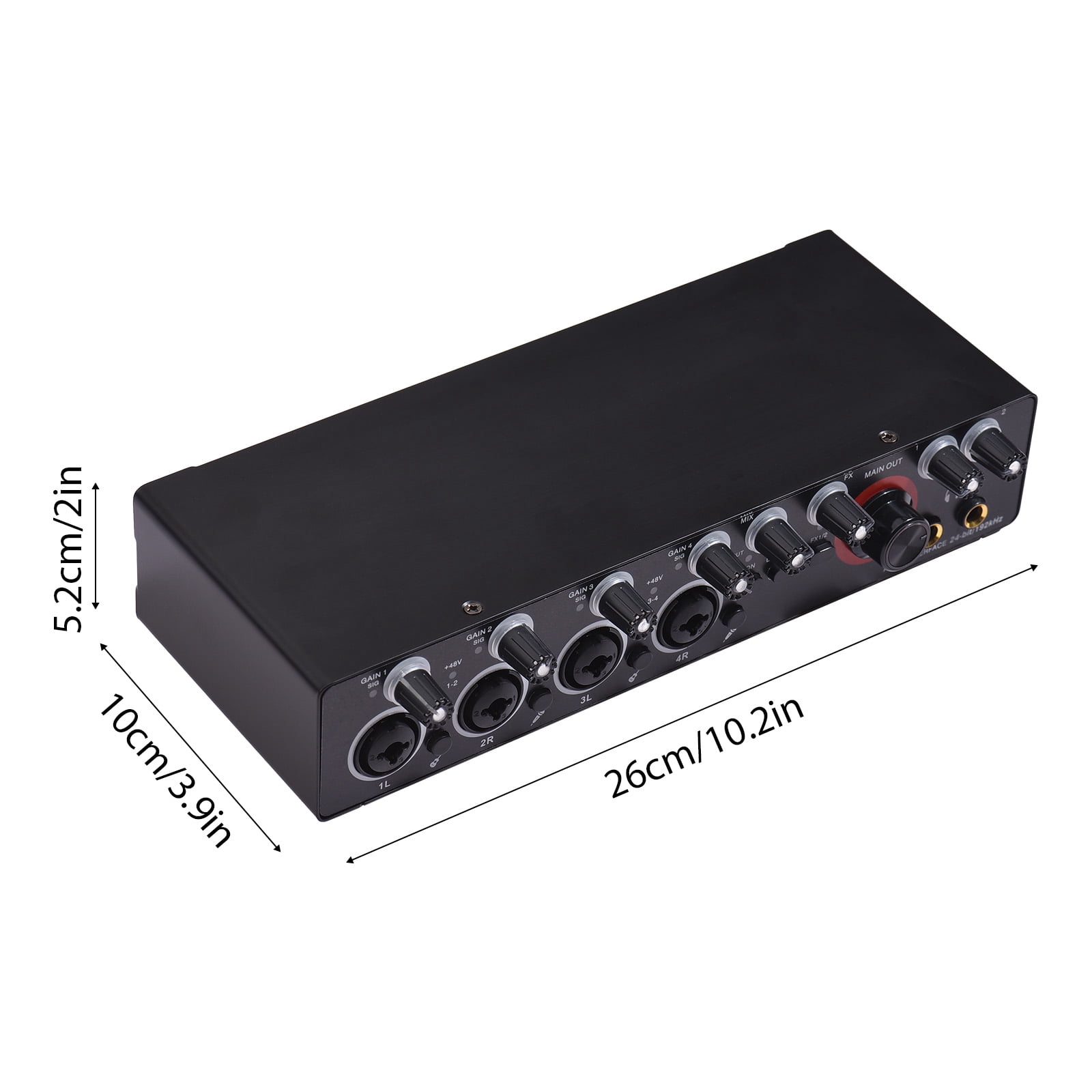 4 Channels Recording Sound Card with Driver Free Audio Interface, 4-in 4-out USB 24 bit/192khz 48V Phantom Power Supply for Professional of Live Streaming Karaoke