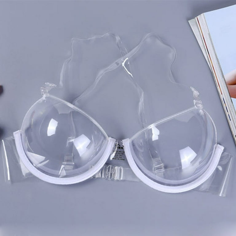 solacol Clear Plastic Cups Invisible Bra Straps Clear Bra Straps  Transparent Clear Bra Invisible Strap Plastic Bra Disposable Underwear Bra  Clear