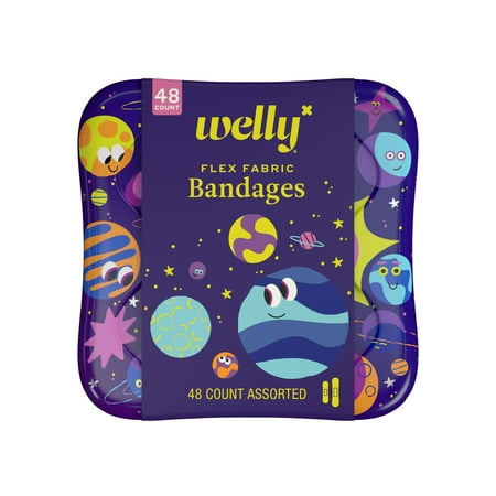 Welly Flex Fabric Bandages - Planet Pals, Assorted Sizes - 48 ct (Packaging May Vary)