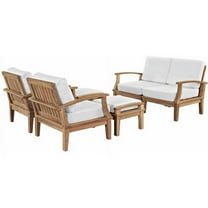 Modway Marina 6-Piece Outdoor Patio Teak Sofa Set in Natural White