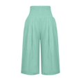 thumbnail image 4 of Stephy Women's Fashionable Cotton and Linen Solid Color Elastic Waist Three Quarter High Waist Casual Pants and Sports Pants, Green, 3XL, 4 of 5