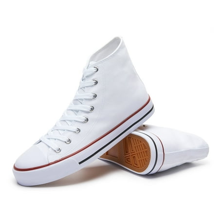 

Aomais Men High Top Canvas Sneakers Comfy Hi top Canvas Flats Stylish Mid top canvas boots for Men Fabric Fashion Sneakers Breathable（White 7）
