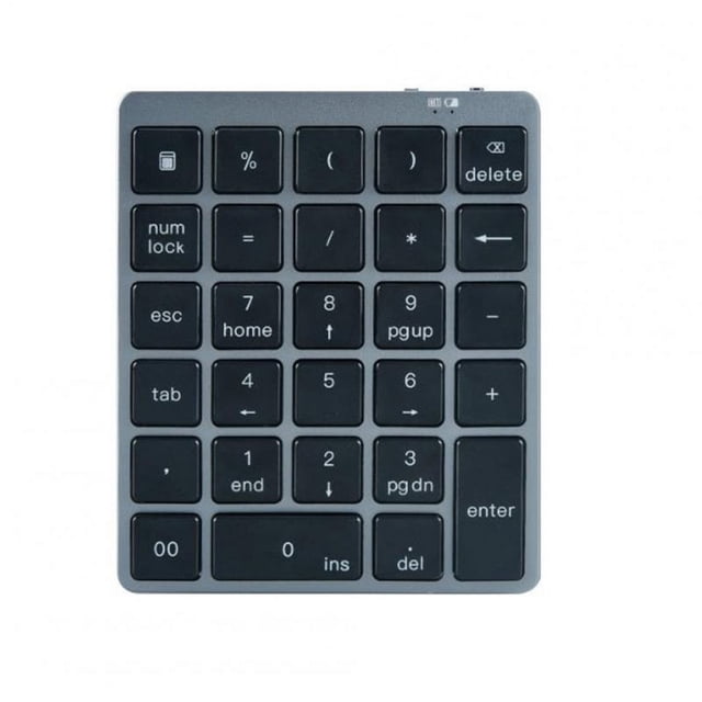 Bluetooth Number Pad Rechargeable 28 Keys Wireless Mini Numeric Keypad Numpad for Tablet Computer Black