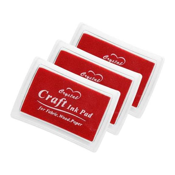 Uxcell 3pcs Finger Ink Pad for Rubber Stamps Craft, 15 x 24" Washable Pigment Ink Pad Stamps for Footprint Handprint Stamping Paper Wood Fabric Scrapbooking, Red