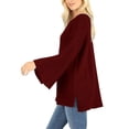 thumbnail image 6 of Daisy Del Sol Womens Warm Long Bell Sleeve Chunky Thick Knit Oversized Loose Fit High Boat Neck Tunic Pullover Sweater, 6 of 7