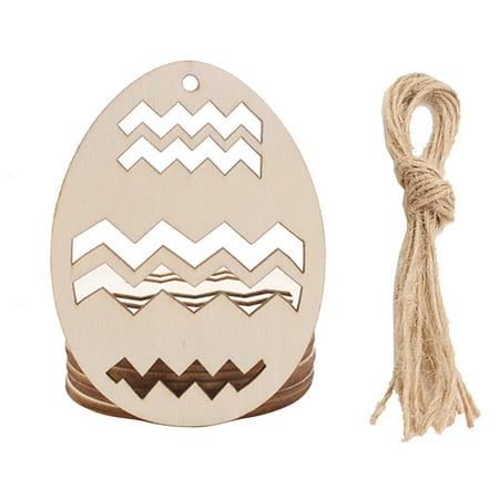 

10Pcs/Set Wooden Pendant Egg Shape Easter Decoration Wooden Wooden Egg Hanging Pendant for Easter Party