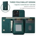 thumbnail image 2 of Back Wallet Case for iPhone 14 Pro, Detachable Card Slots Holder Kickstand Magnetic Closure Cover with Premium PU Leather Soft Silicone Shockproof Drop Resistant Protective Case, Green, 2 of 9